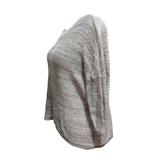 ANA XL Womens Sweater Silver Gray Knit Holographic Sequin Scoop Neck 3/4 Sleeve - Picture 14 of 16